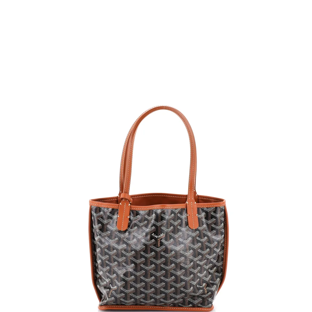 Pre-Owned Anjou Reversible Tote Coated Canvas Mini in Brown