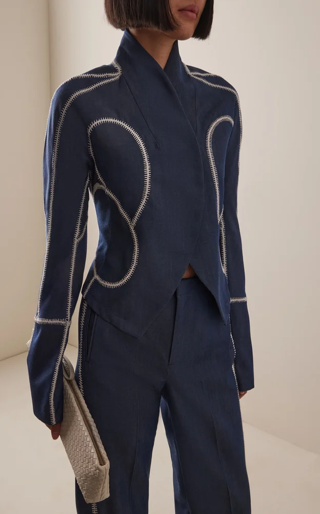 Idolo Stand-Collar Wool Blazer