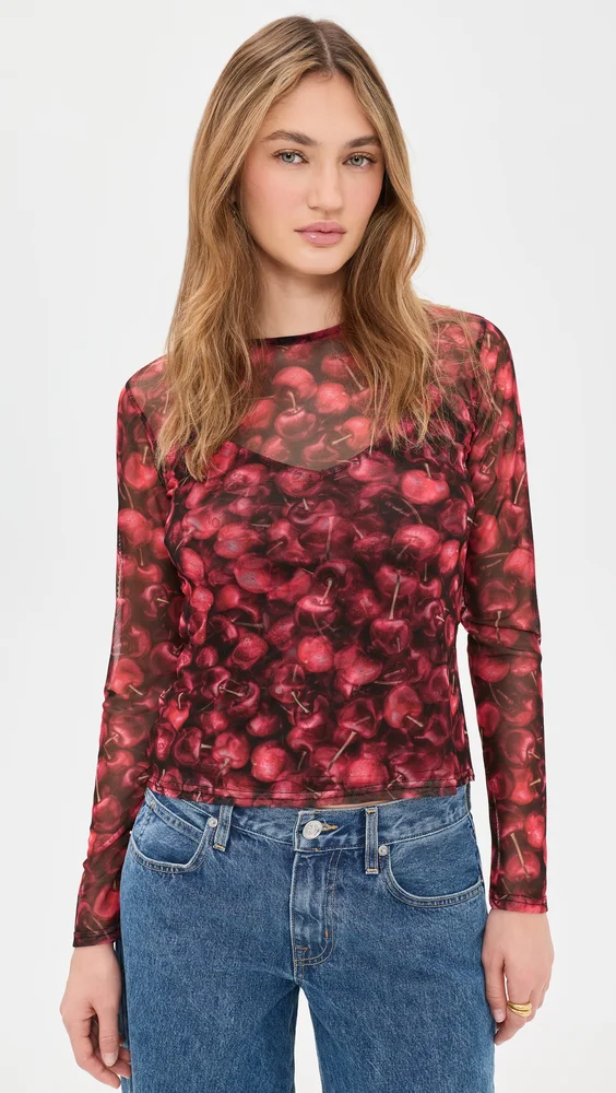 Cherry Mesh Top