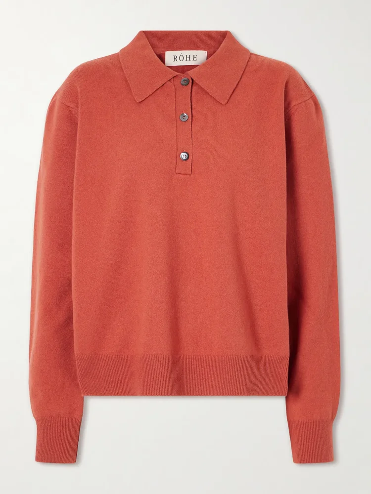 Stretch wool and cashmere-blend polo shirt