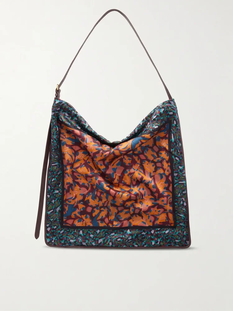 Printed satin shoulder bag