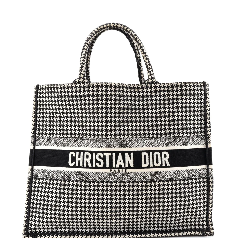 Pre-Owned Book Tote Houndstooth Canvas Large