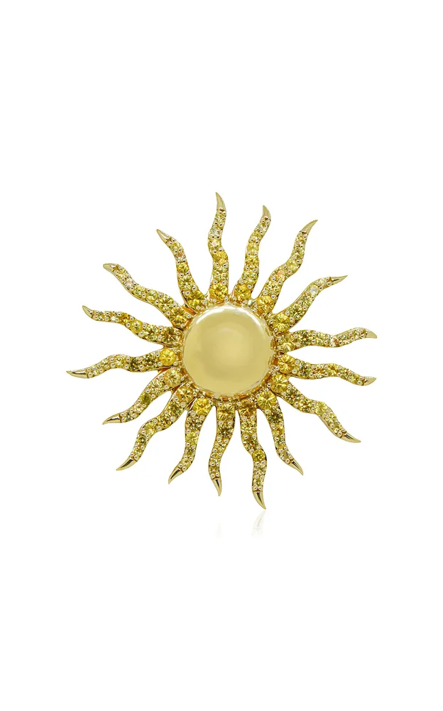 Sun 18K Yellow Gold Sapphire Bag Charm
