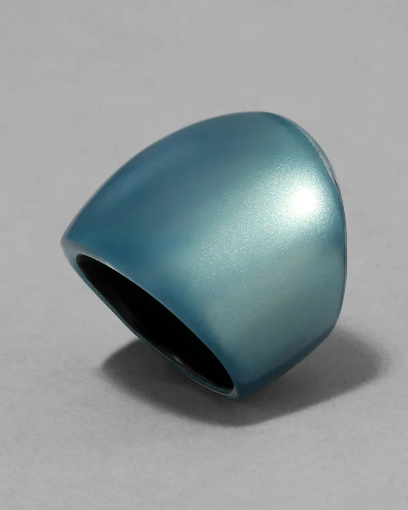 Lucite Block Ring- Metallic Sky