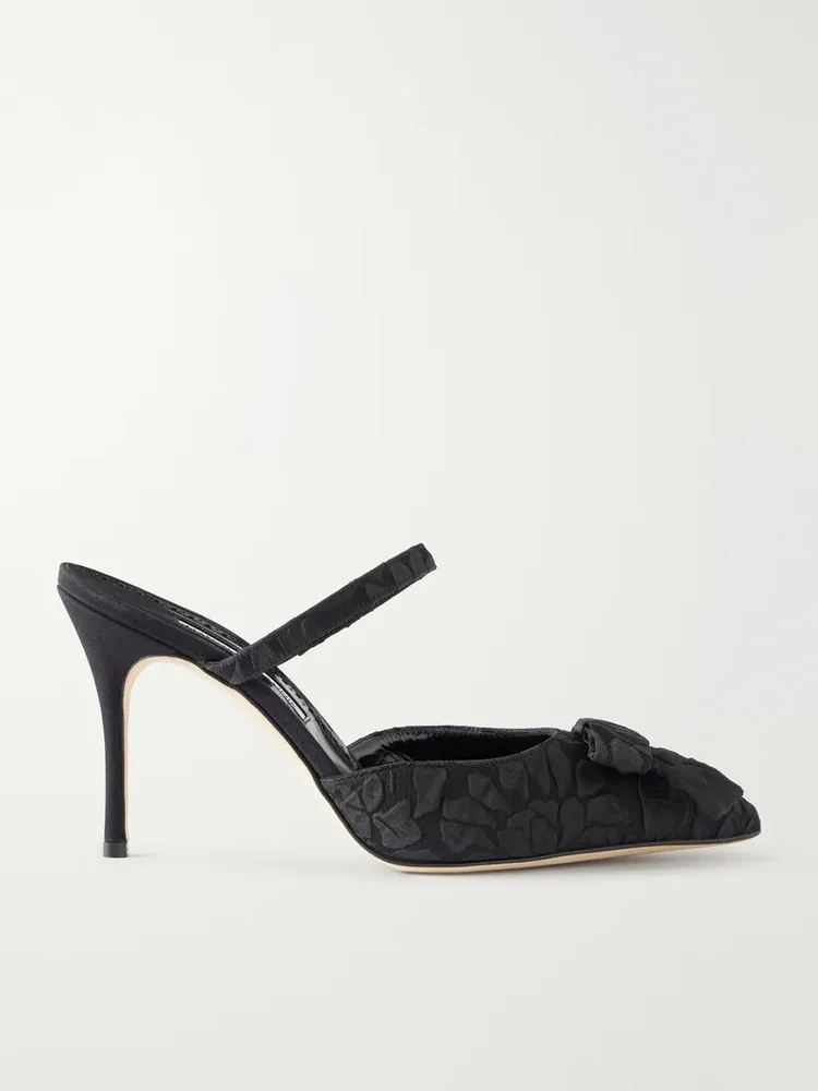 + Emilia Wickstead Lurum 90 bow-embellished jacquard mules