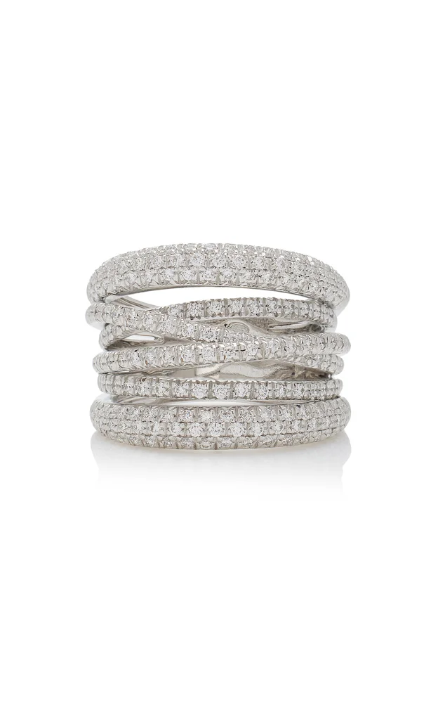 18K White Gold Scribble Diamond Ring