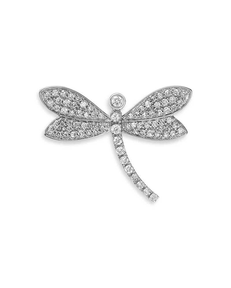 Diamond Dragonfly Pin in 14K White Gold, 0.50 tcw