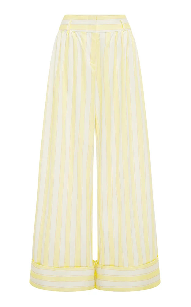 Nico Striped Stretch-Cotton Wide-Leg Pants
