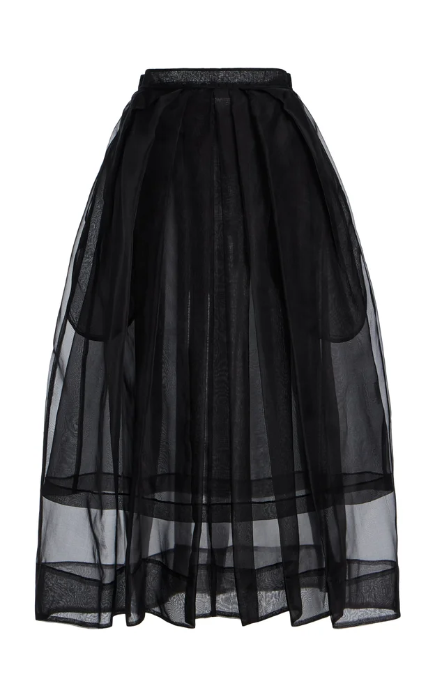 Exclusive Brise Silk Organza Midi Skirt