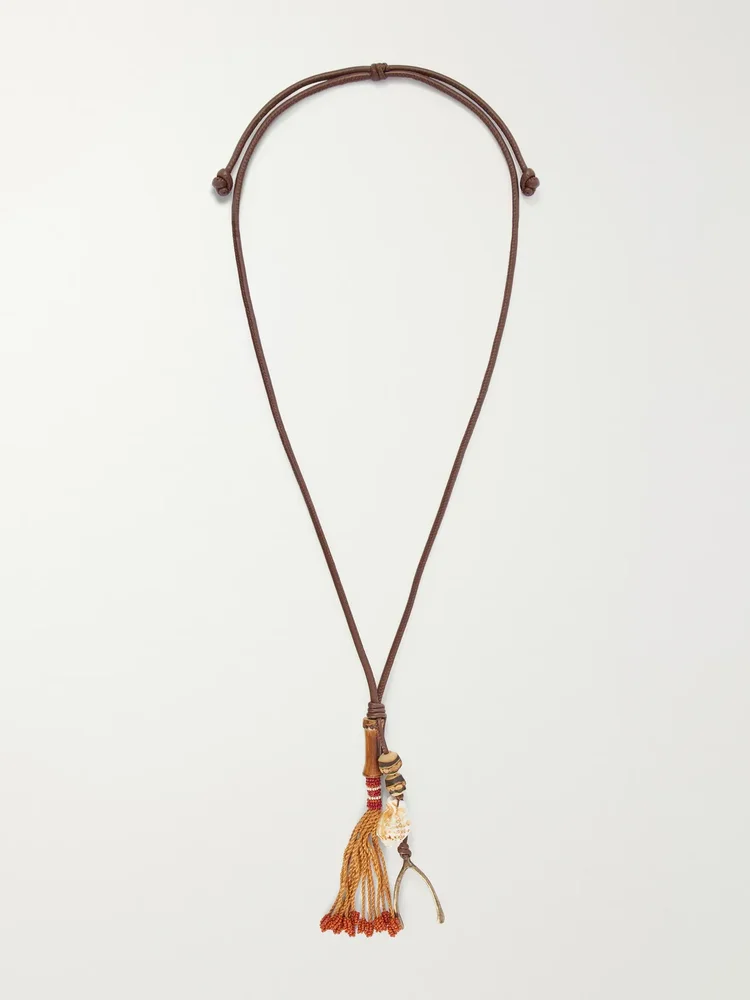 Spirit of the Nomad Horse bamboo, shell, glass and leather cord necklace