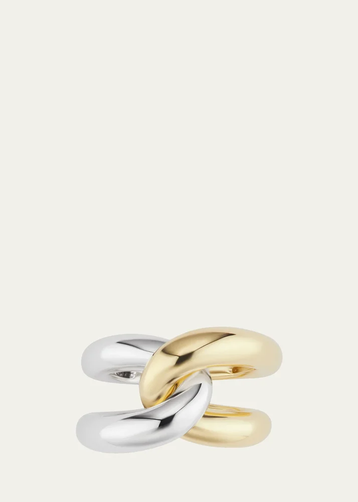 18K Yellow and White Gold Intertwin Ring, Size 7