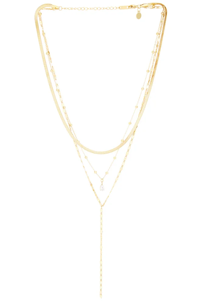 Layered Stone Lariat Necklace