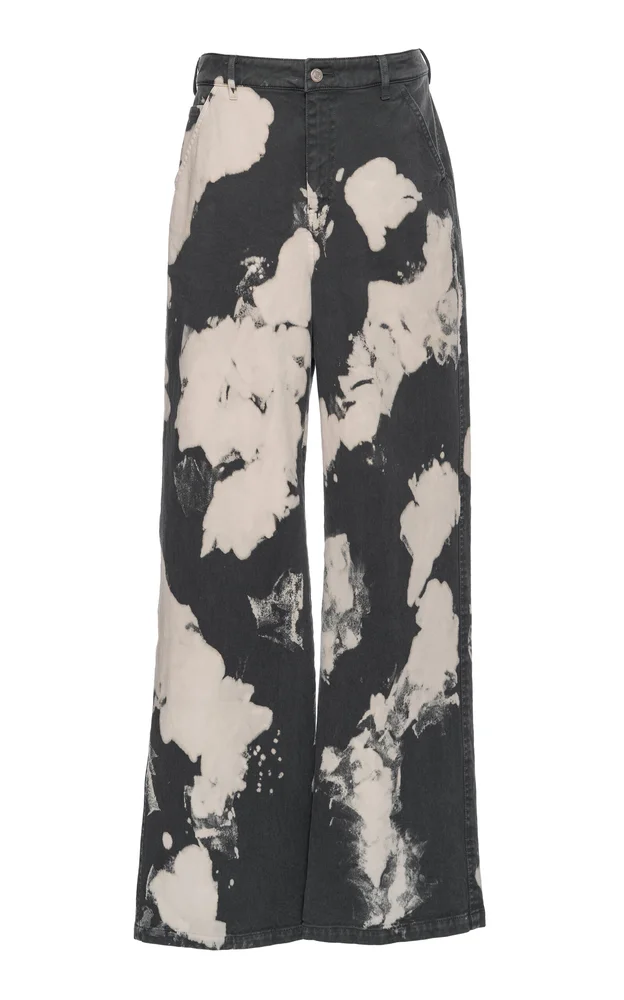 Low-Rise Stretch-Cotton Drill Wide-Leg Pants