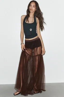 Shona Joy Halo Sheer Maxi Skirt