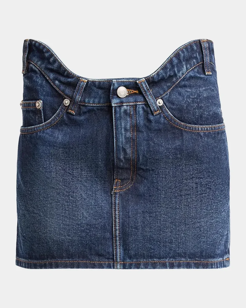 The Curved Denim Mini Skirt