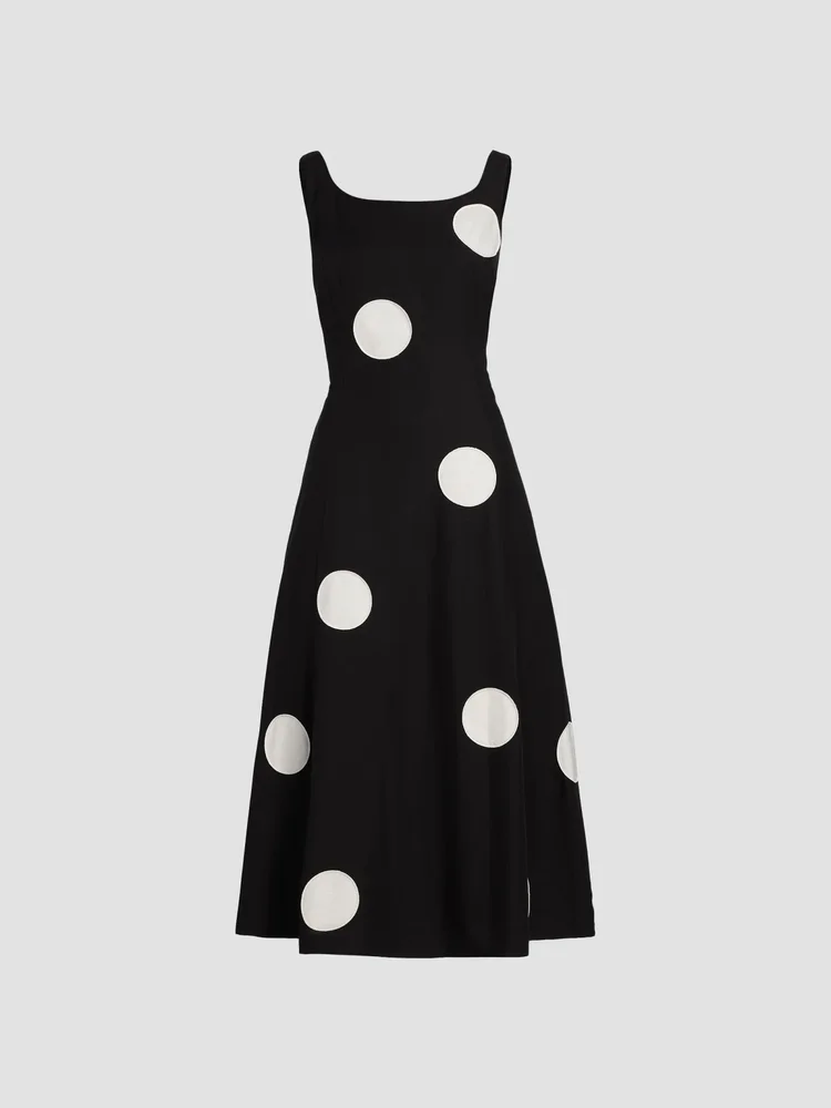 The Lucie Polka Dot Fit-&-Flare Midi-Dress