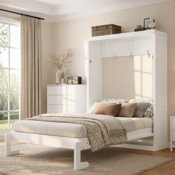 Twin Murphy Bed, Space-Saving Fold-Out Design, Wood, Shaker Panel Style