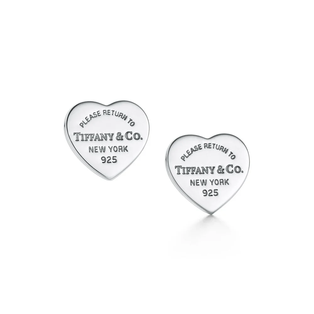 Return to Tiffany Heart Tag Stud Earrings in Silver, Mini