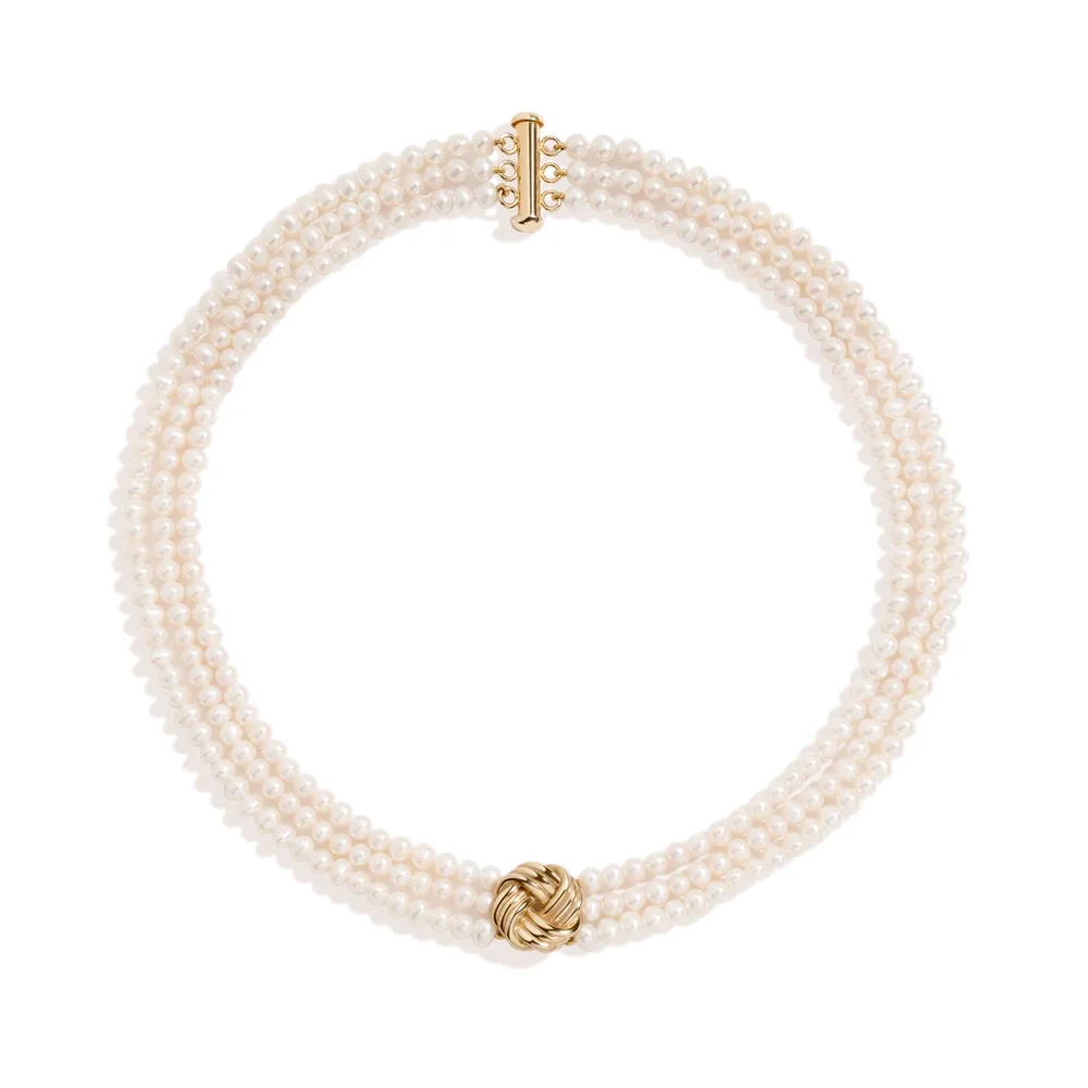Aurate x Marilyn Monroe: Gold Knot Pearl Necklace