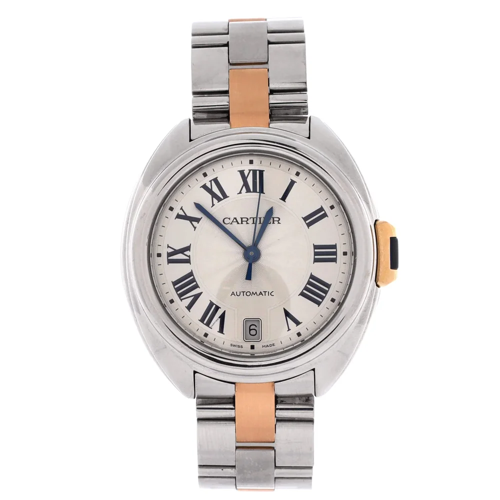 Pre-Owned Cle de Cartier Automatic Watch Stainless Steel and Rose Gold 35