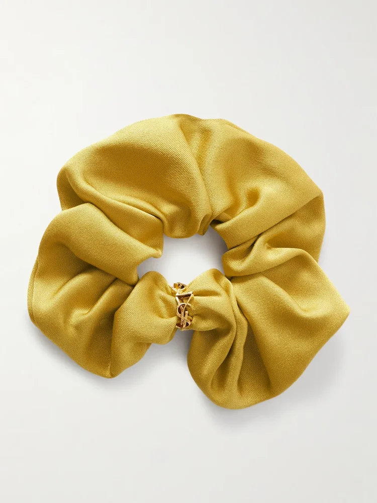Embellished silk-satin hair tie