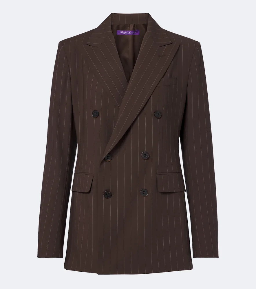 Pinstripe double-breasted wool blazer