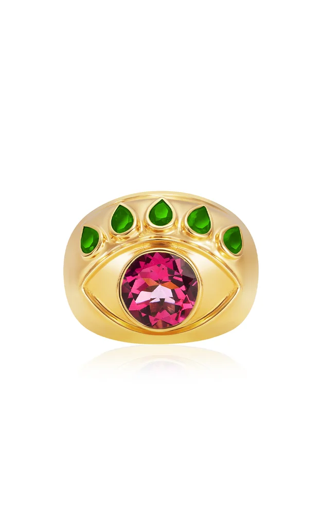 Ready To See You 18K Yellow Gold Topaz, Tsavorite Ring