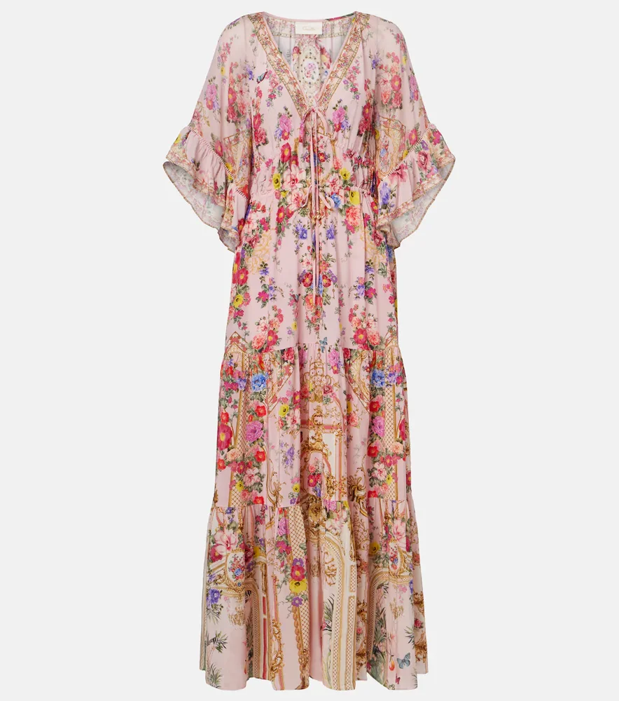 Floral silk maxi dress