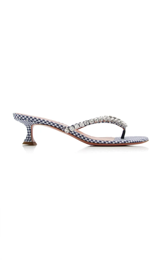 Gigi Crystal Gingham Thong Sandals