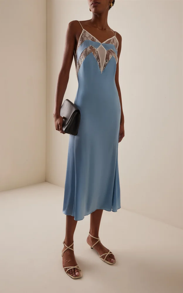 Francine Stretch-Silk Satin Midi Slip Dress