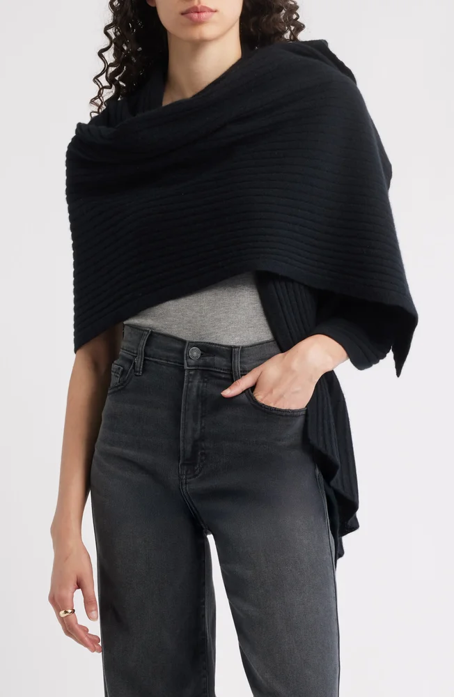 Rib Cashmere Travel Wrap