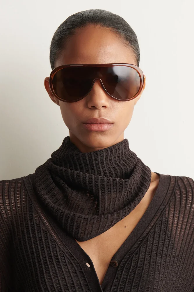 Pointelle-knit Triangle Scarf