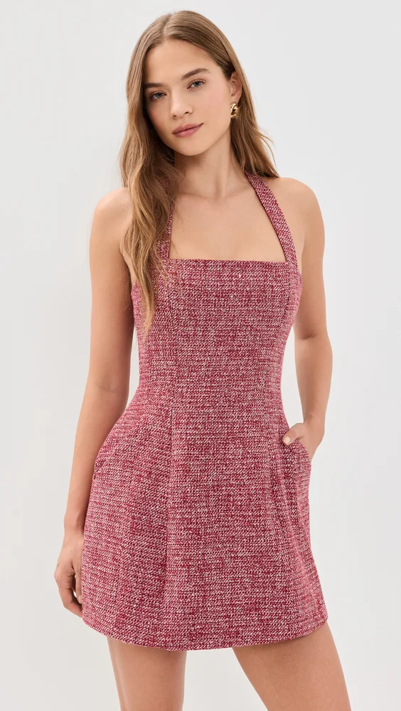 Nevelle Boucle Halter Dress