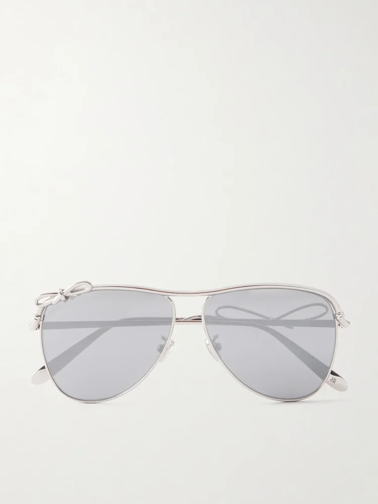 Dior Bow A1U silver-tone aviator-style sunglasses