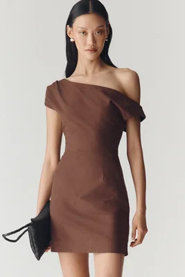 By Anthropologie Twisted One-Shoulder Mini Dress
