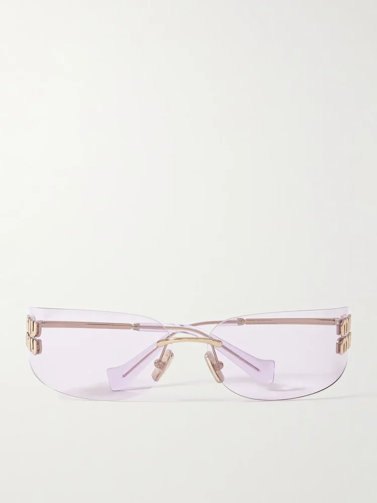 Miu Miu D-Frame Gold-Tone Sunglasses in Pink