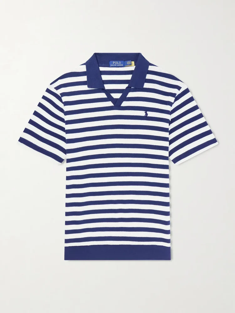 Logo-Embroidered Striped Cotton Polo Shirt