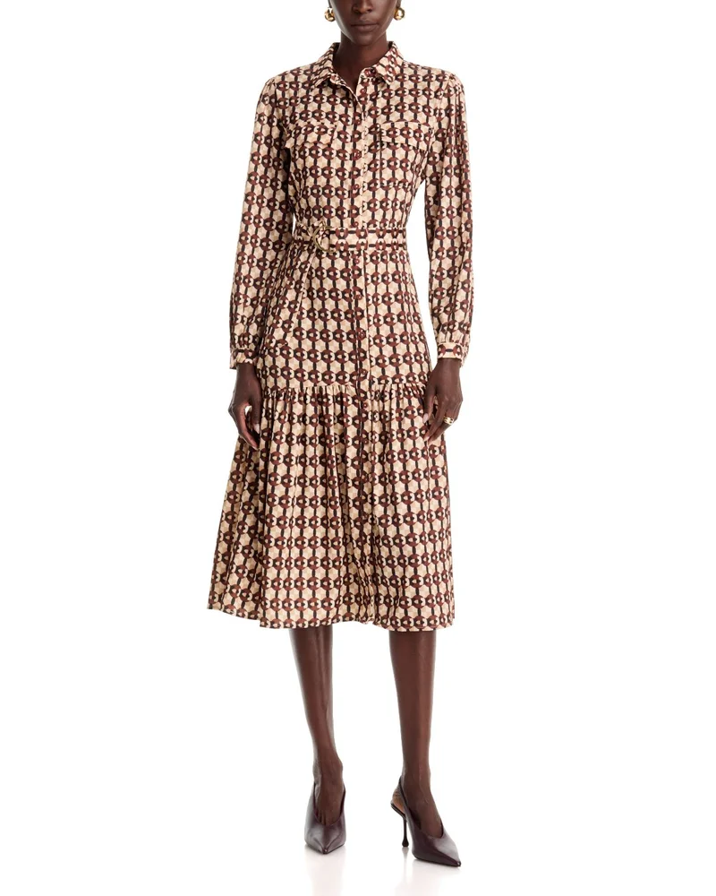 Belted Tiered Shirtdress