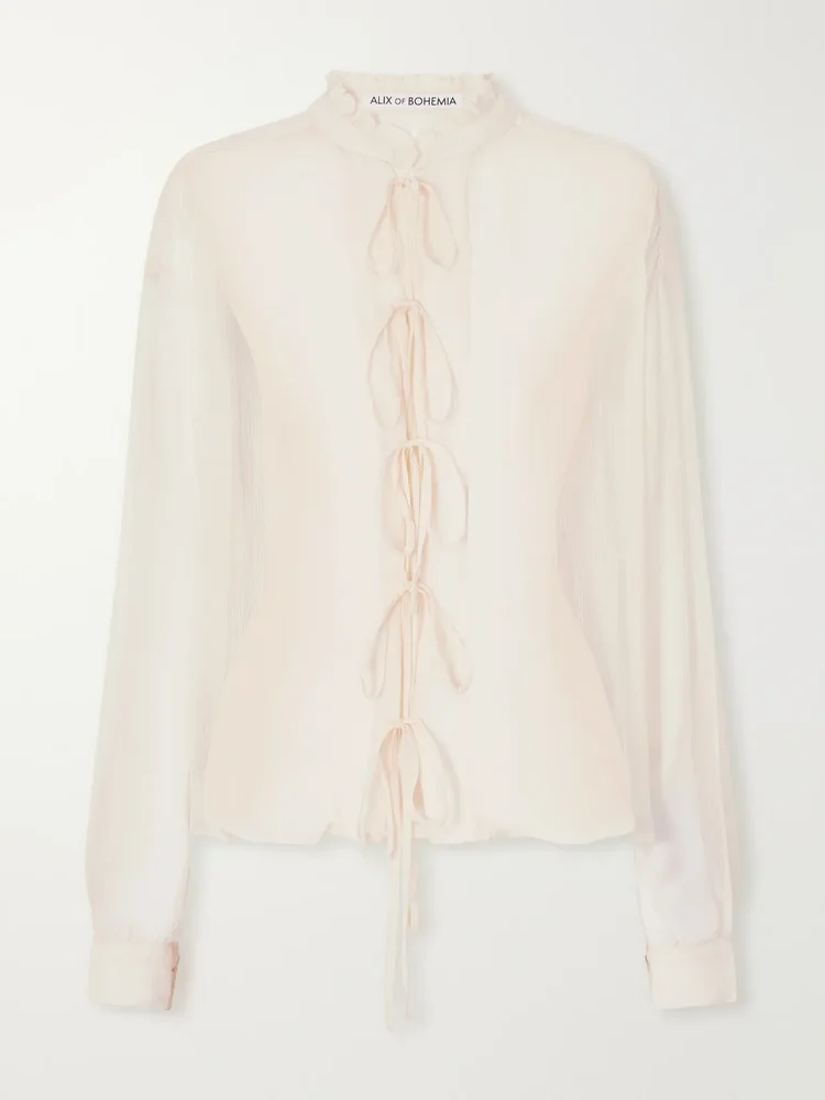 Willa lace-up gauze blouse