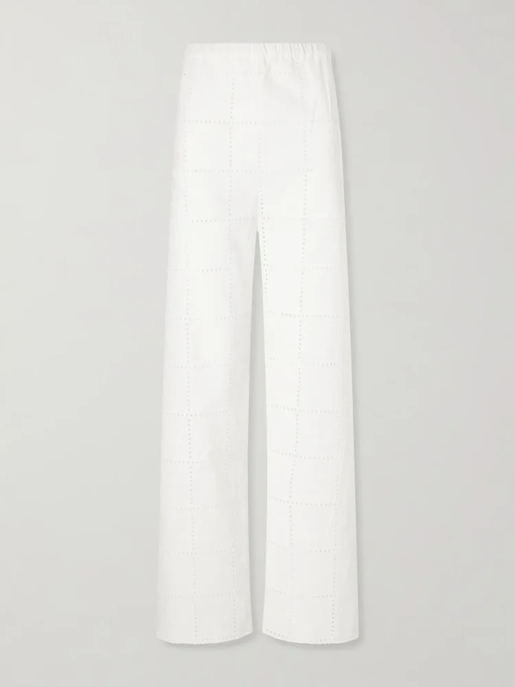 Mora broderie anglaise straight-leg pants