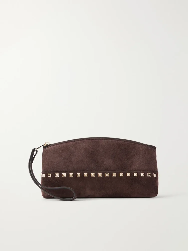 Rockstud suede clutch