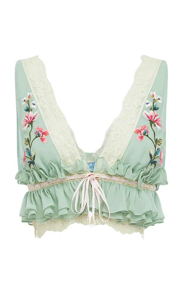 Fiadh Ruffled Embroidered Crop Top
