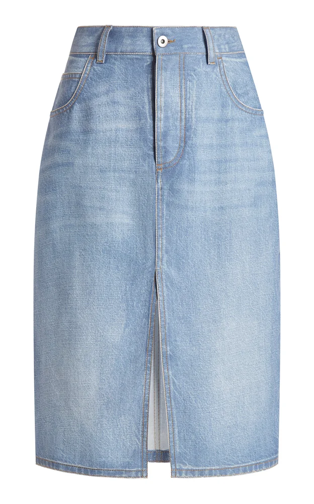 Denim-Printed Midi Skirt