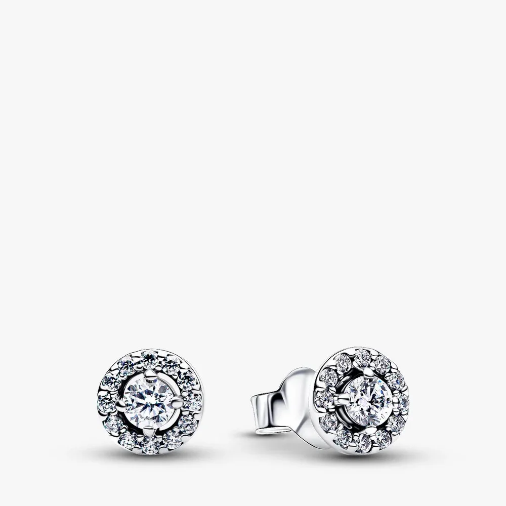 Round Pavé Halo Stud Earrings
