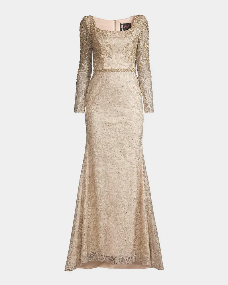 Beaded Lace A-Line Gown
