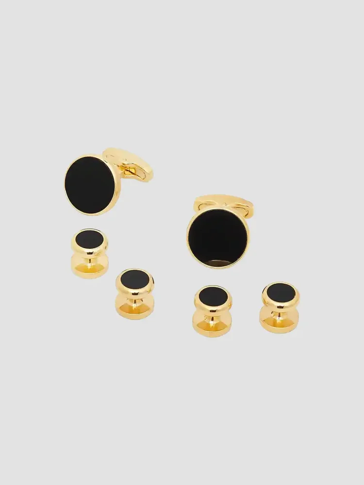 Goldtone & Mother-Of-Pearl 6-Piece Cufflinks & Tuxedo Stud Set
