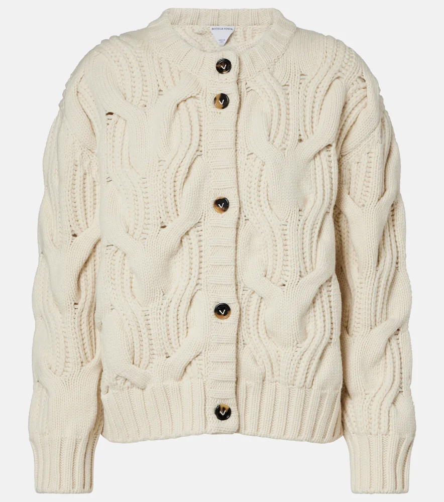 Cable-knit wool cardigan