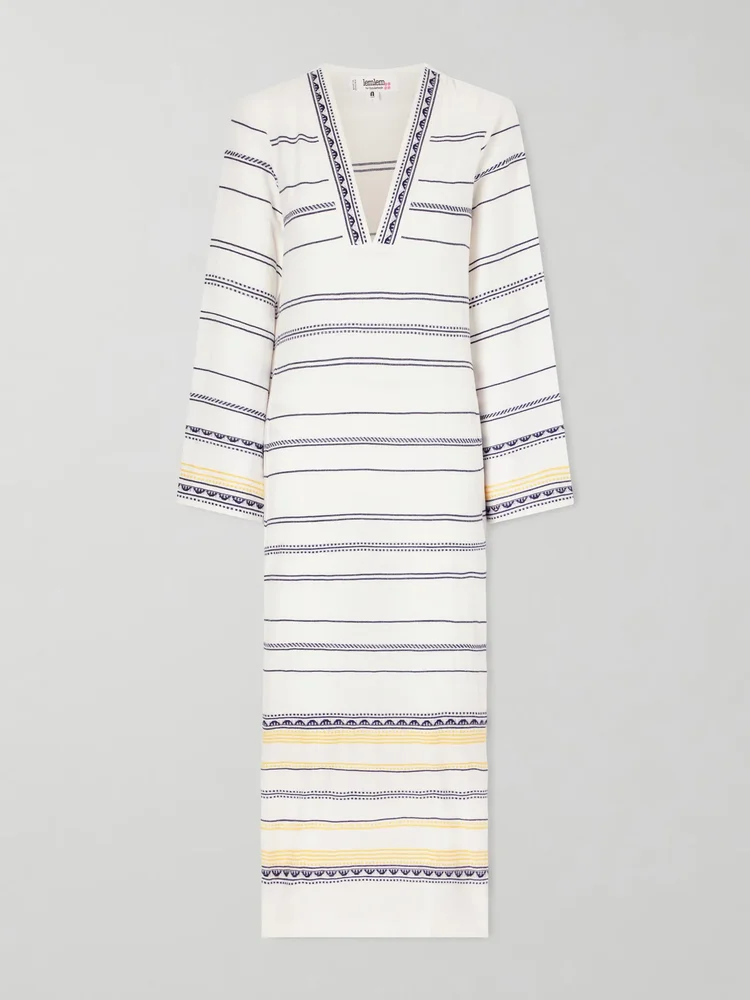 Theodora striped linen maxi dress