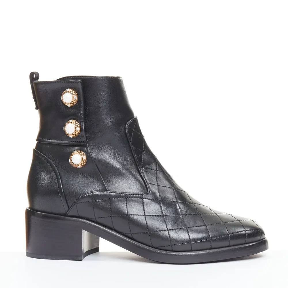 Chanel Quilted Lamb Ankle Boots