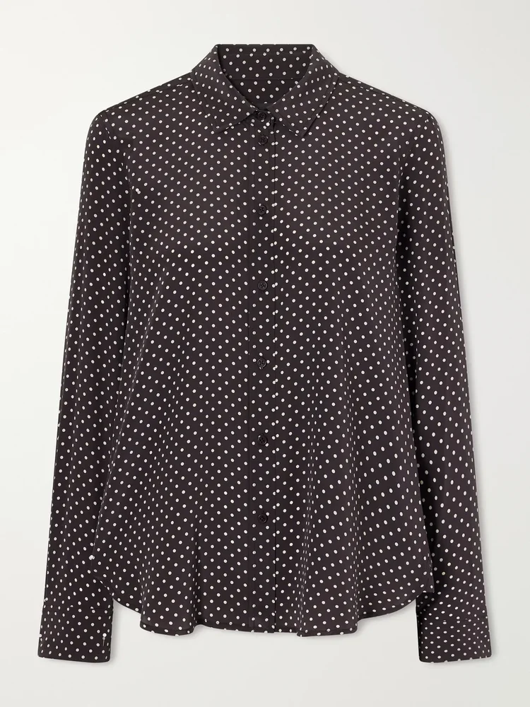 Gaia polk-dot silk-crepe de chine shirt